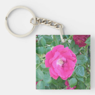 in roze bloem sleutelhanger