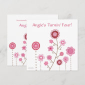  in roze bloemen Aangepaste verjaardagsuitnodiging Kaart (Voorkant / Achterkant)