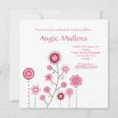  in roze bloemen Aangepaste verjaardagsuitnodiging Kaart (Achterkant)