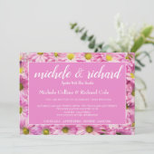 in roze bloemen bruiloft kaart (Staand voorkant)