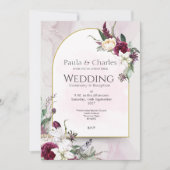 in Roze Bloemen Huwelijksuitnodiging Kaart (Voorkant)