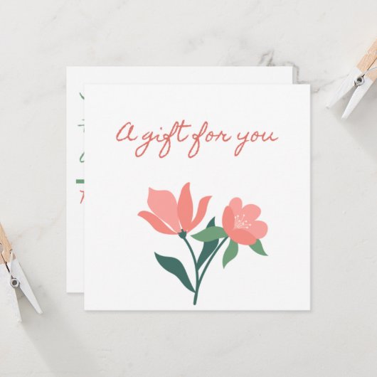  in roze bloemkjeskaartencertificaat kaart (Voorkant / Achterkant in situ)