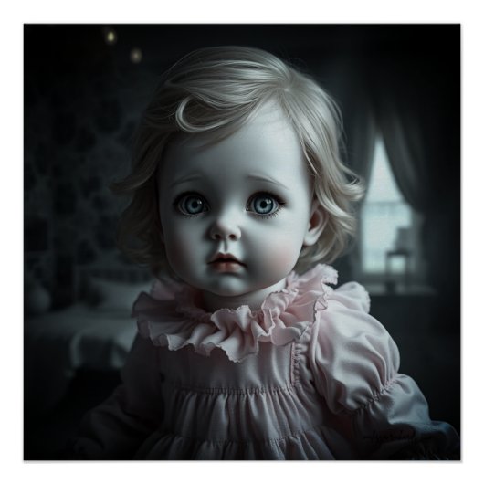  in roze, blond haar pop (Miss januari) Perfect Poster (Voorkant)