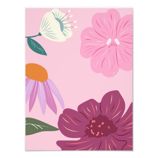 in Roze: Blooming Hibiscus Flowers Foto Afdruk (Voorkant)