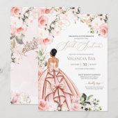  in Roze Blush Gown Rozen Sweet 16 Birthday Kaart (Voorkant / Achterkant)