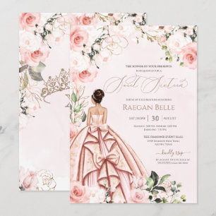  in Roze Blush Rozen Sweet Zestien verjaardag Kaart