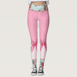  in roze bogen en bloemen leggings