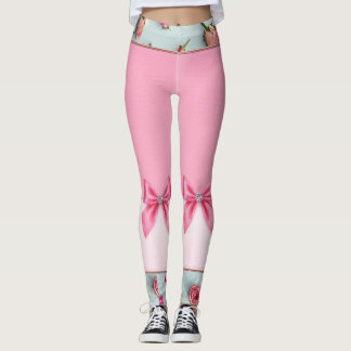  in roze bogen en bloemen leggings