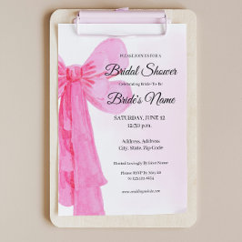in Roze Bow Bridal Shower Invitation Kaart