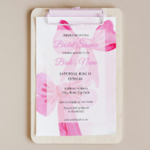  in Roze Bow Ribbon Bridal Shower Invitation