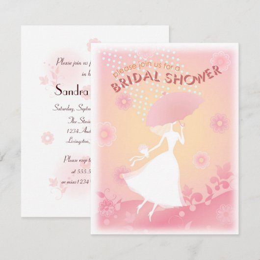 in Roze Bridal Shower Kaart (Voorkant / Achterkant)