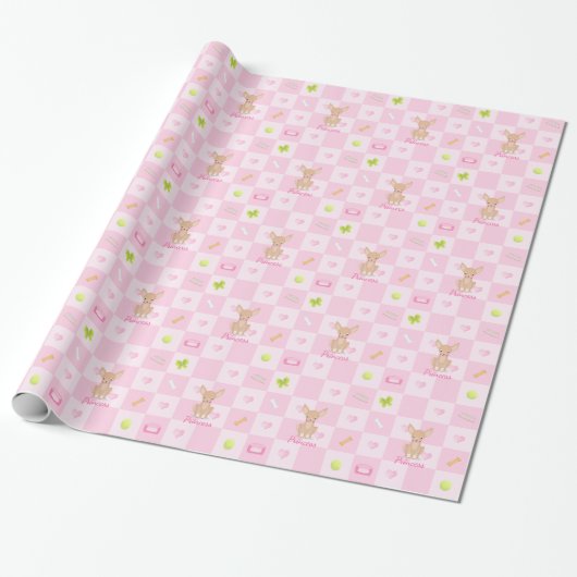 in Roze Chihuahua Cadeaupapier (Uitgerold)