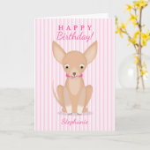 in Roze Chihuahua Kaart (Gele Bloem)