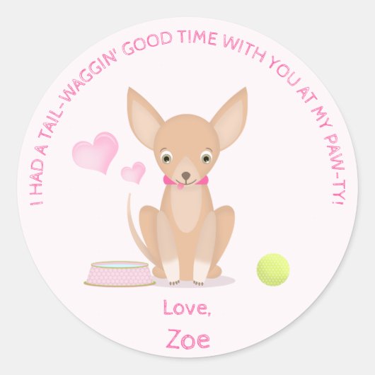 in Roze Chihuahua Ronde Sticker (Voorkant)