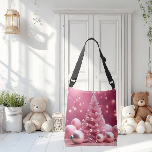 in roze Christmas Design Canvas tas
