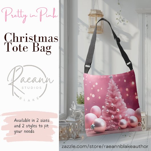  in roze Christmas Design Canvas tas