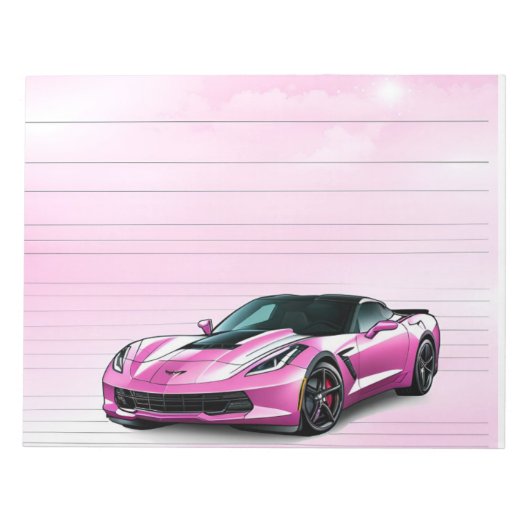 in roze Corvette Notitieblok (Voorkant)