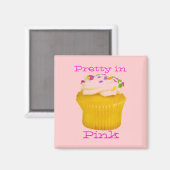 in roze cupcake magneet (Voorkant / Achterkant)