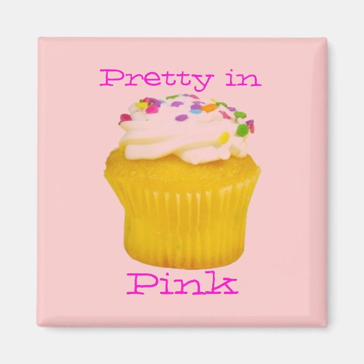 in roze cupcake magneet (Voorkant)