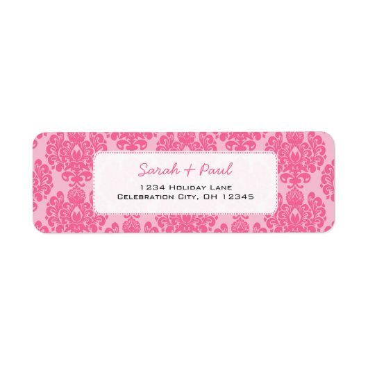 in Roze Damask Return Address Label (Voorkant)