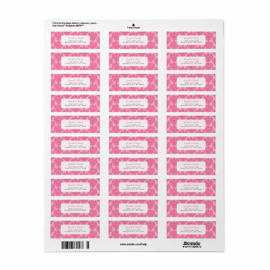 in Roze Damask Return Address Label (Full Sheet)