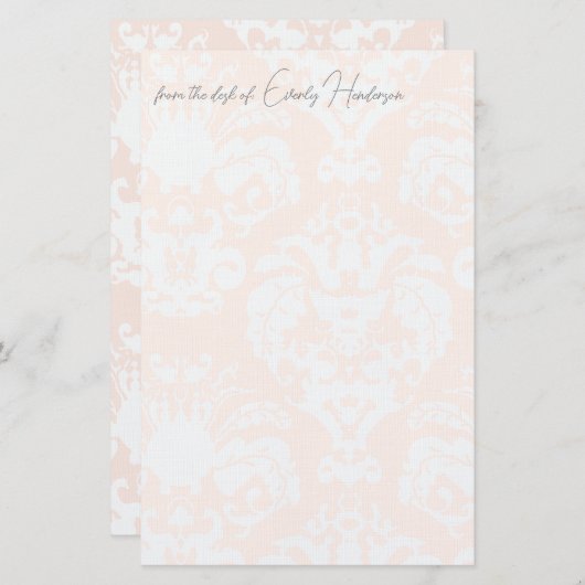  in roze Damask & Warm Briefpapier (Voorkant / Achterkant)