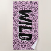  in roze dierenprint (gepersonaliseerd) strandlaken (Voorkant)