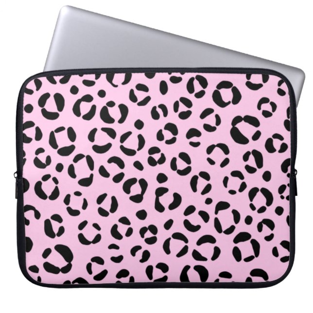  in roze dierenprint laptop sleeve (Voorkant)