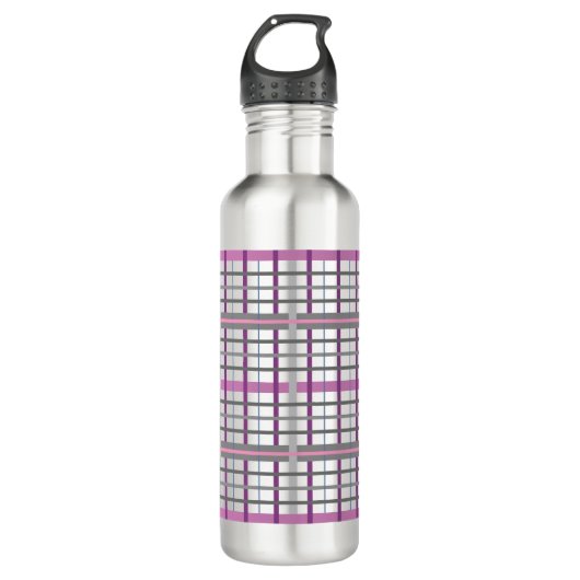  In Roze en Grijs Plaid Waterfles (Voorkant)