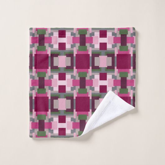 in roze en groen kleurenblok bad handdoek (Wasdoekje)
