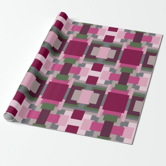  in roze en groen kleurenblok cadeaupapier (Uitgerold)