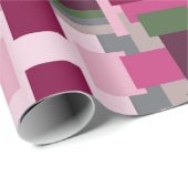  in roze en groen kleurenblok cadeaupapier (Rol Hoek)