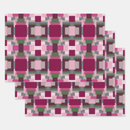 in roze en groen kleurenblok inpakpapier vel