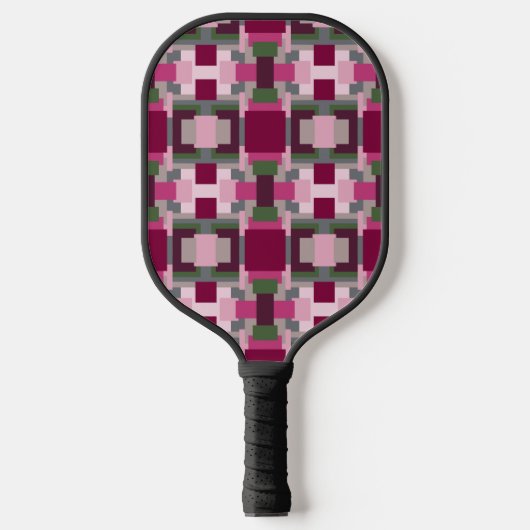 in roze en groen kleurenblok pickleball paddle (Voorkant)