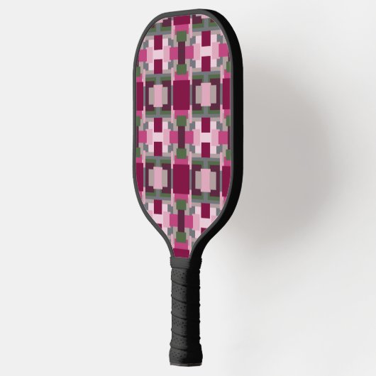 in roze en groen kleurenblok pickleball paddle (Links)