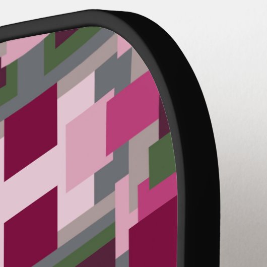 in roze en groen kleurenblok pickleball paddle (Links Detail)