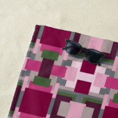  in roze en groen kleurenblok strandlaken (In situ)