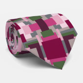  in roze en groen kleurenblok stropdas (Opgerold)