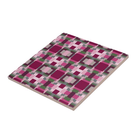 in roze en groen kleurenblok tegeltje (Zijkant)