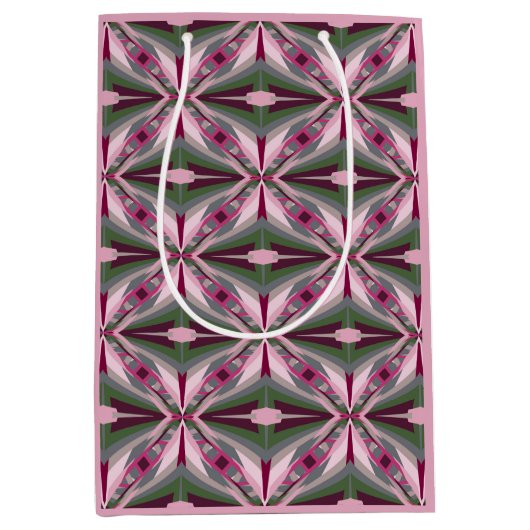  in roze en groen verstijfd kleurenblok medium cadeauzakje (Voorkant)