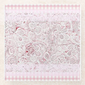 In roze en kant glazen onderzetter (Voorkant)