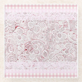 In roze en kant glazen onderzetter