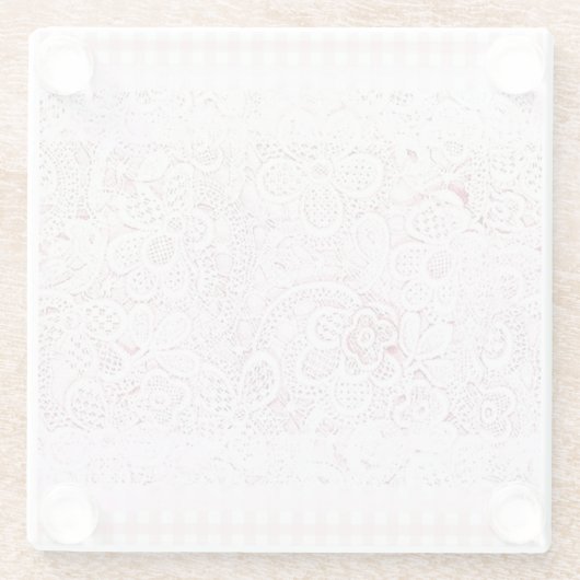 In roze en kant glazen onderzetter (Achterkant)