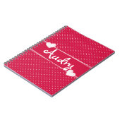 in roze en witte poka punts valentijn notitieboek (Linkerzijde)