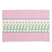  in roze en witte vlekken en aan de florale grens kussensloop (Voorkant-Rechts)