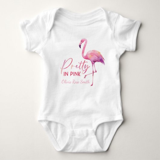  in roze Flamingo Baby shower Bodysuit (Voorkant)