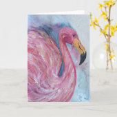 in Roze, Flamingo wenskaart Kaart (Gele Bloem)