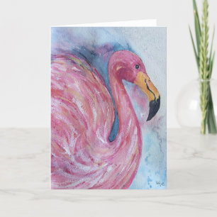  in Roze, Flamingo wenskaart Kaart
