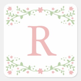  in Roze Floral Monogram Stickers