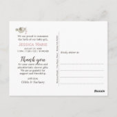  in Roze Foto Geplande Aankondiging geboorte Briefkaart (Achterkant)